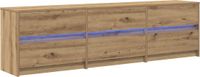 vidaXL TV-kast met LED-verlichting met lade met opslag, bruin, 181 x 34 x 50 cm