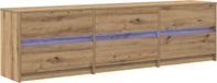 vidaXL TV-kast met LED-verlichting met lade met opslag, bruin, 181 x 34 x 50 cm