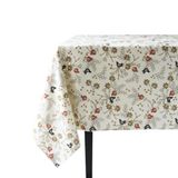 Coucke Grenades Tafelkleed met print in halflinnen, Vierkant, Beige, Linnen, 180 cm