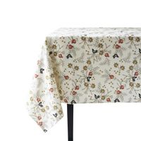 Coucke Grenades Tafelkleed met print in halflinnen, Vierkant, Beige, Linnen, 180 cm