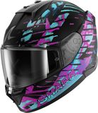 Shark D-Skwal 3 Reptaia Helm - Zwart Mat/paars