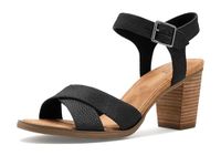 TOMS Majorca Cutout Damessandalen met hak, Zwart gemengd weefsel