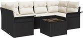 vidaXL Ensemble de banc de jardin 7 pièces noir/crème poly rotin