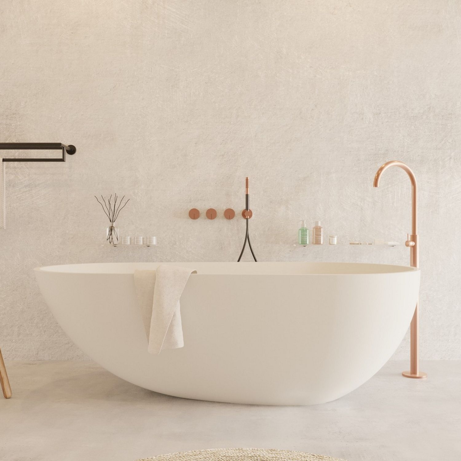 Ideavit Ligbad vrijstaand ideavit solidsurf 170x88x56 cm solid surface mat wit