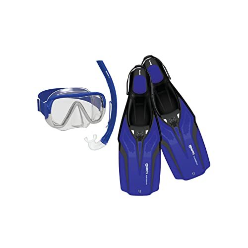 Mares Nateeva Keewee Snorkelmasker en zwemvliezen, set bestaande uit masker, mondstuk en snorkelvinnen voor volwassenen, blauw, M/L