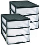 PLASTICFORTE Ladeblok - 3 lades - zwart/transparant