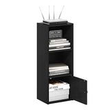 Furinno Luder Boekenkast met 3 niveaus, met 1 deuropbergkast, zwart hout