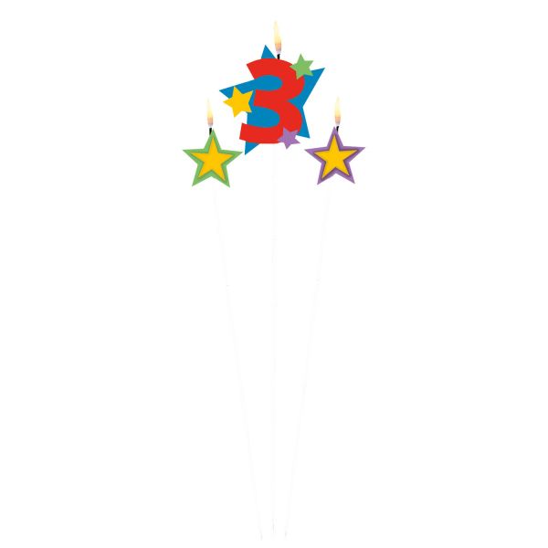 Amscan Verjaardagskaarsjes 3 - Star 12,2/13,5 Cm 3-delig