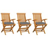 vidaXL Fauteuils de jardin 4 pièces avec coussins gris teck massif