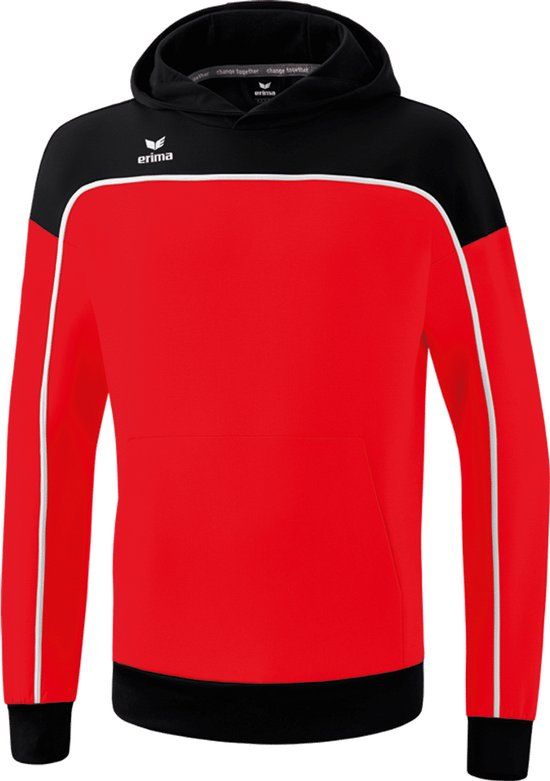 Erima Change Sweatshirt met Capuchon Kinderen - Rood/Zwart/Wit - Maat 164