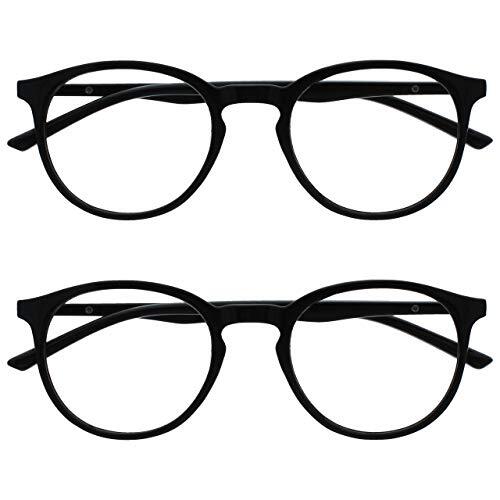OPULIZE Opulize Met 2 Stuks Zwart Leesbril Groot Ronde Mannen Vrouwen Scharnieren Met Veer RR60-1 +0,00