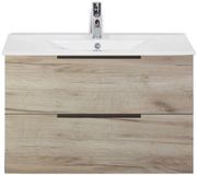 BES LED Seville Badmeubelset 80 cm - Craft Oak Edge Greep - Wastafel Enjoy