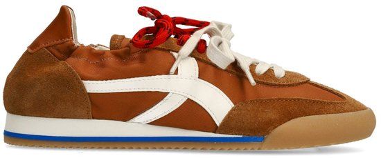 Sacha - Dames - Cognac suède sneakers met dubbele veters - Maat 37