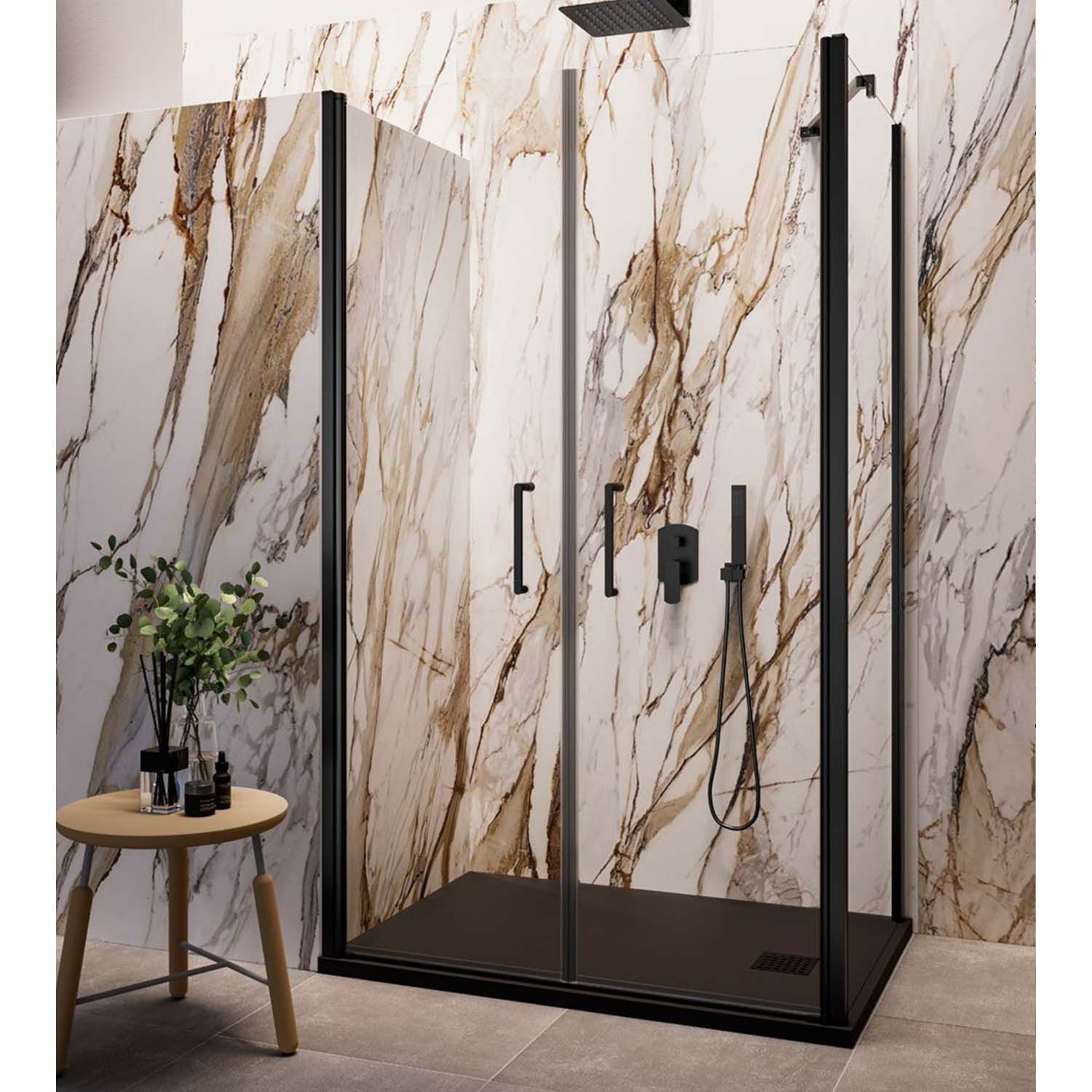Lacus Zijwand lacus giglio evo 90x200 cm aluminium profiel zwart