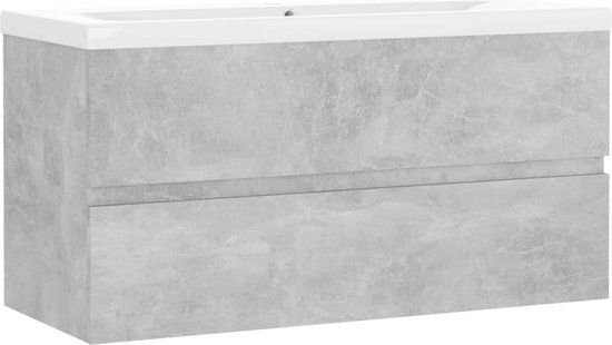 vidaXL Wastafelkast met ingebouwde wastafel, bewerkt hout, betongrijs