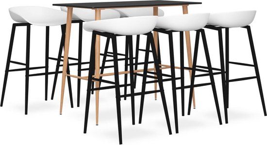 vidaXL 7-delige Barset Zwart en Wit