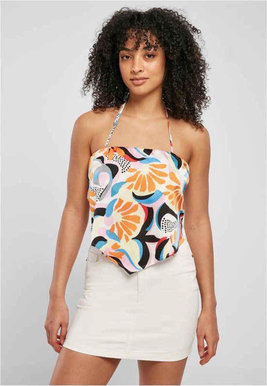 Urban Classics Cropped AOP Satin Triangle Top - Women's - S - Multicolours