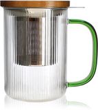 OGO Living - Karl - Tasse à thé en verre avec infuseur - poignée verte - 450 ml