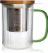 OGO Living - Karl - Tasse à thé en verre avec infuseur - poignée verte - 450 ml