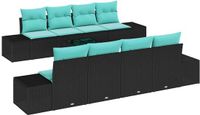 vidaXL Tuinbank Set 9-delig Zwart Polyrattan