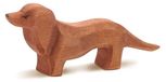 Omgoods - Figurine en bois de chien teckel, couleur marron