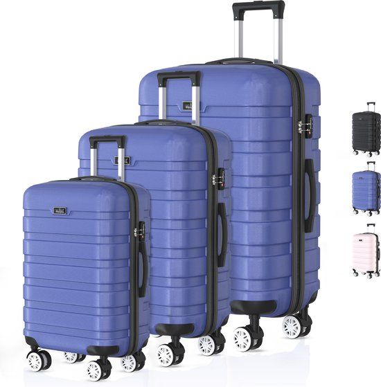 Voyagoux® REVELATION - Reiskoffer set - 3 stuks - Blauw - ABS Hardcase - TSA Slot