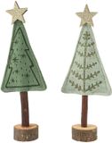 Decoris decoratief kerstboom van vilt, groen 8x4x20cm