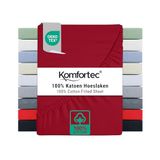 Komfortec Jersey Stretch Hoeslaken 200x200 cm - 23cm Matrasdikte - Rondom Elastiek - 100% Katoen - Rood