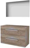 Basic Line Basic 46 Badkamermeubelset - 100 x 46 cm - Met Grepen - 2 Lades - Wastafelblad - Spiegel - Scotch Oak