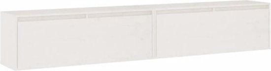 vidaXL Wandkasten 2 st 100x30x35 cm massief grenenhout wit