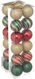 Jja Showroom And Head Office 24x stuks boules de Noël mix or/rouge/vert brillant/mat/paillettes plastique diamètre 4 cm