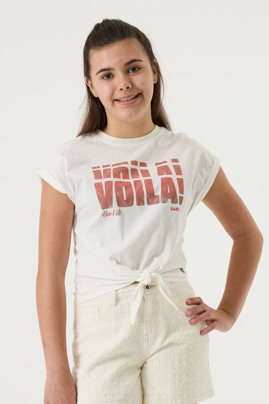 Garcia Meisjes Tekst Print T-shirt Wit Korte mouw
