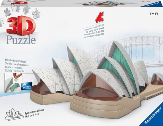 Ravensburger 3D Puzzle 11243 - Sydney Opera House - 216 Teile - Das UNESCO Weltkultur Erbe zum selber Puzzeln ab 8 Jahren: Erlebe Puzzeln in der 3. Dimension