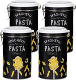 Concorde Set van 4x stuks pasta voorraadbussen/bewaarblikken metaal 11 x 19 cm - Voorraadblikken rond -Voorraadbussen met luchtdicht deksel