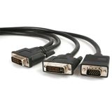 StarTech.com DVIVGAYMM6 DVI-I mannelijk naar DVI-D mannelijk en HD15 VGA Mannelijk 1,8 m, Zwart