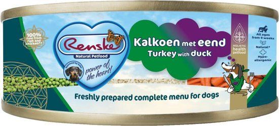 24x Renske Blik Vers Gestoomd Complete Menu Kalkoen - Eend 95 gr