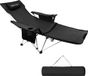Fauteuil de camping pliable avec repose-pieds, fauteuil inclinable pliable, fauteuil de camping multifonctionnel 2-en-1 avec porte-gobelet et sac isotherme, fauteuil de plage pliable