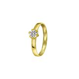 Lucardi Dames Ring met zirkonia - Ring - Cadeau - 14 Karaat - Geelgoud
