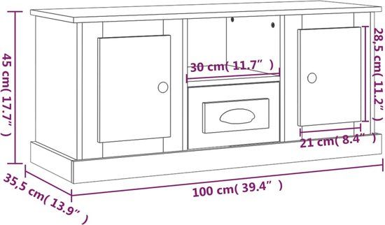 vidaXL Tv-meubel 100x35,5x45 cm bewerkt hout betongrijs