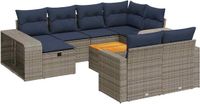 vidaXL 11-delige Loungeset met Kussens Poly Rattan Grijs