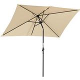 Angel Living Parasol de jardin Rectangulaire – Beige Polyester et Aluminium – 210x140 cm