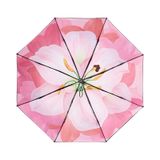 Beneunder BM398 parapluie de protection solaire en tissu noir renforcé à trois couches, motif fleurs roses
