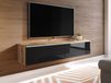 DUBAI Meuble TV-HiFi 2 portes battantes 140 cm chêne wotan/noir brillant