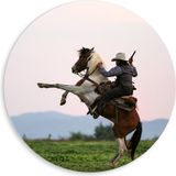 Merkloos / Sans marque PVC Schuimplaat Muurcirkel - Cowboy met Geweer - 80x80 cm