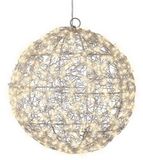 Lumineo Warm wit 400 Micro-LED verlichte 3D bal frame wit zilver dia 28 cm
