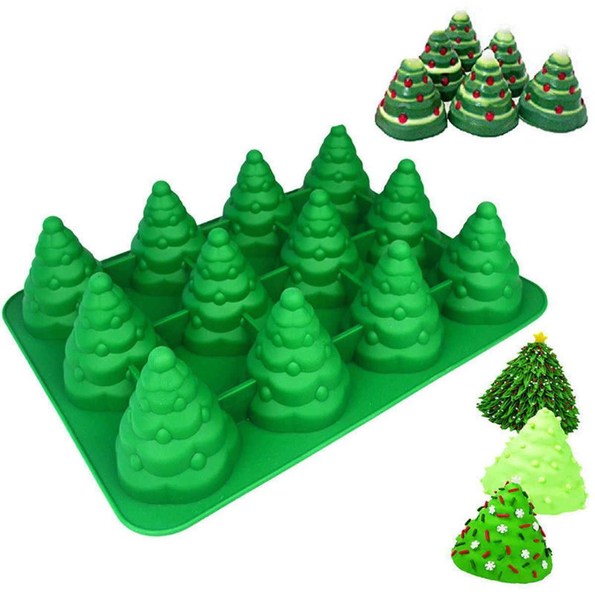 Silikomart Multifunctionele Siliconen Cake en Muffinvorm - Kerstboomjes - Gebakjes voor Kerst en Feestdagen - Winter Muffins