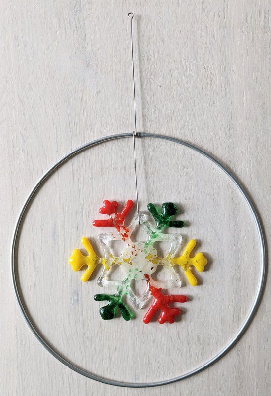Mapart Metalen Frame en een Glas Sneeuwvlok - Rood/Groen/Geel