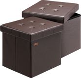 Casaria Poef Opbergruimte - Set van 2 40x40x40cm 40L Kunstleer – Bruin