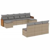 vidaXL 11-delige Tuinset met kussens, poly rattan, beige