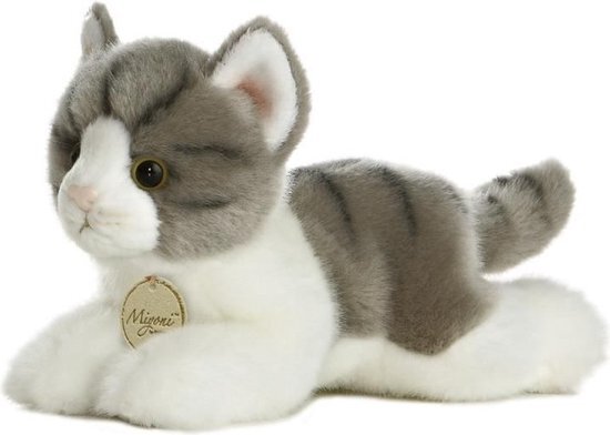 Aurora Pluche kat/poes knuffel van 20 cm - kinder dieren speelgoed knuffels - Katten en poezen